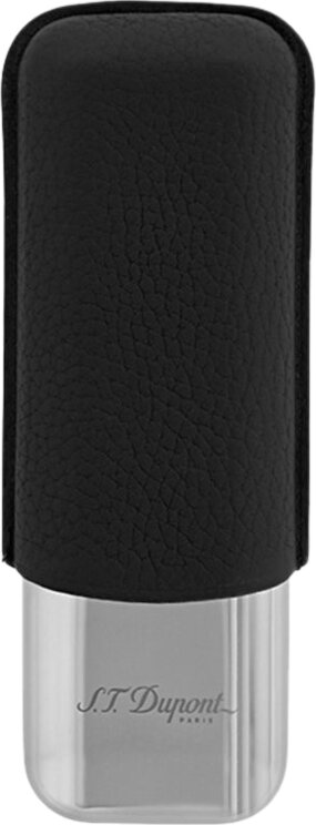 Dupont 183260 BLACK GRAINED AND CHROME DOUBLE CIGAR CASE
